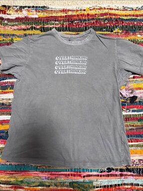 American Eagle Graphic Tee with “overthinking” text